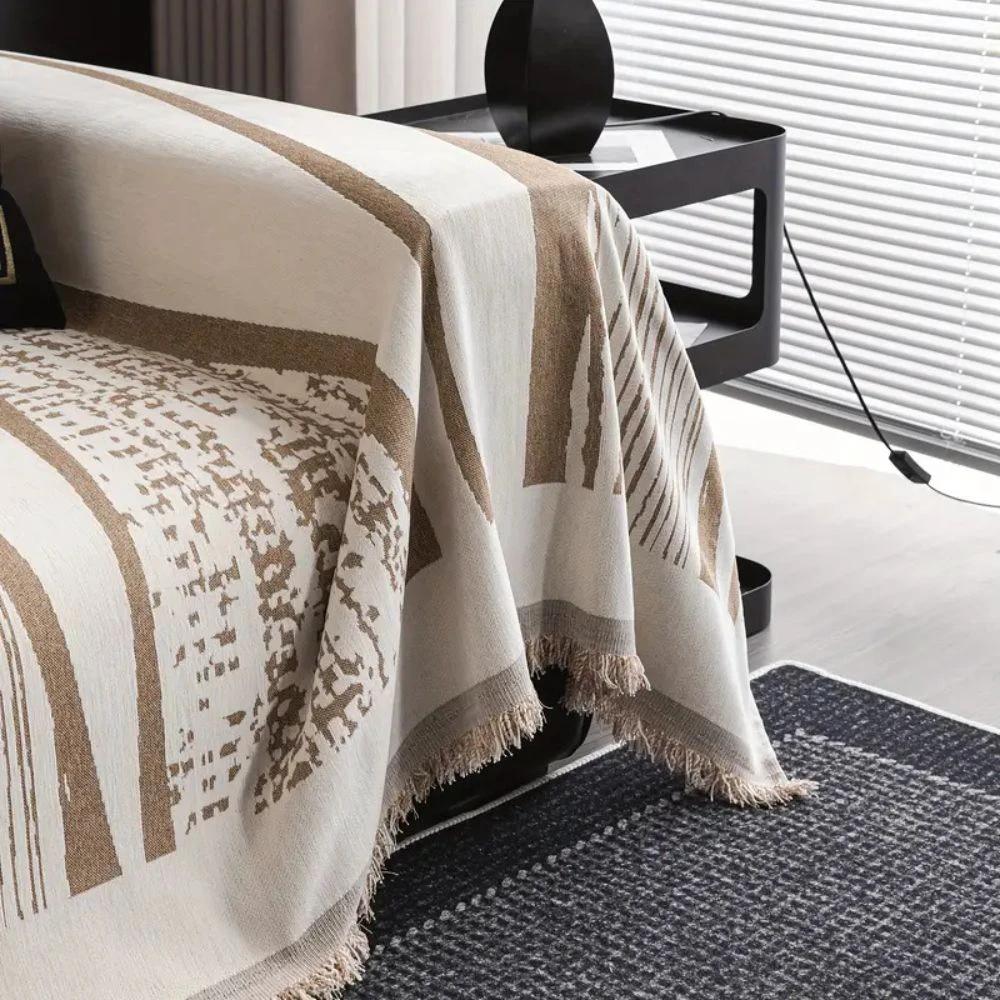 Stone Bohemian Fringe Sofa Cover