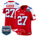 T.J. Harden Jersey #27 SMU Mustangs 2026 Holiday Bowl Patch Stitched Red Alternate