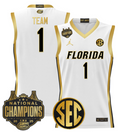 Team Jersey #1 Florida Gators 2025 National Champions Patch Stitched White Gold