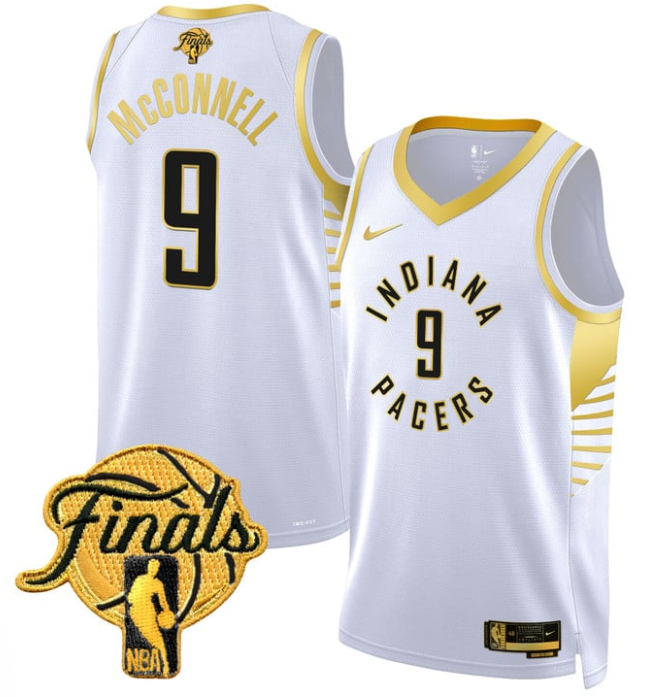 T.J. McConnell Jersey #9 Indiana Pacers 2025 Finals Swingman Stitched White Gold