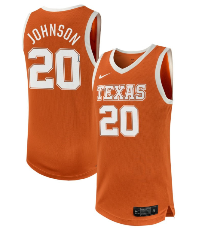 Tre Johnson Jersey #20 Texas Longhorns NIL Basketball Texas Orange