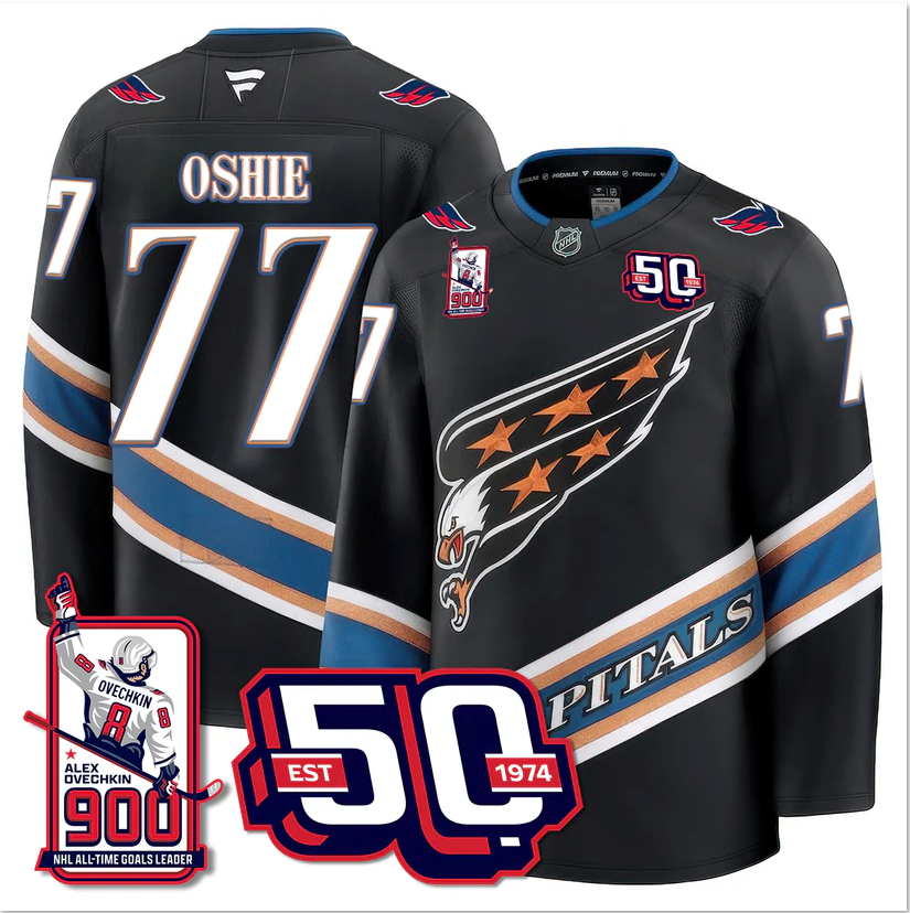 TJ Oshie Jersey #77 Washington Capitals 2025 Stitched Premium 900 GOALS