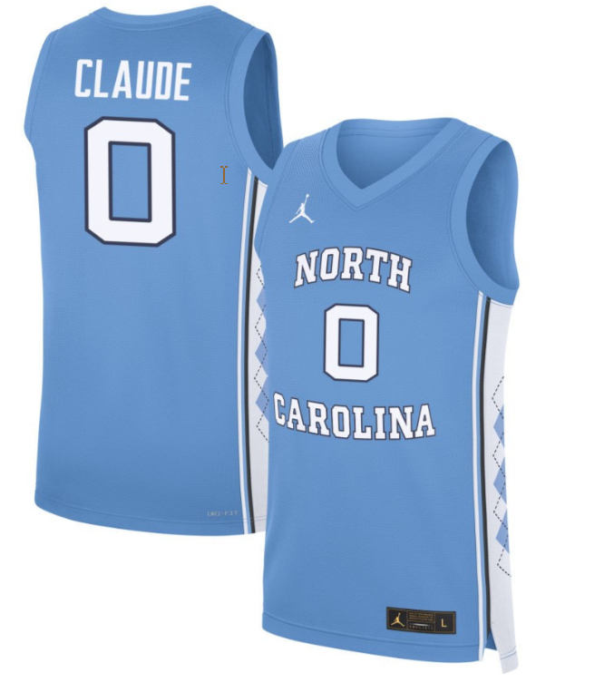 Tyzhaun Claude Jersey #0 North Carolina Tar Heels Basketball Blue