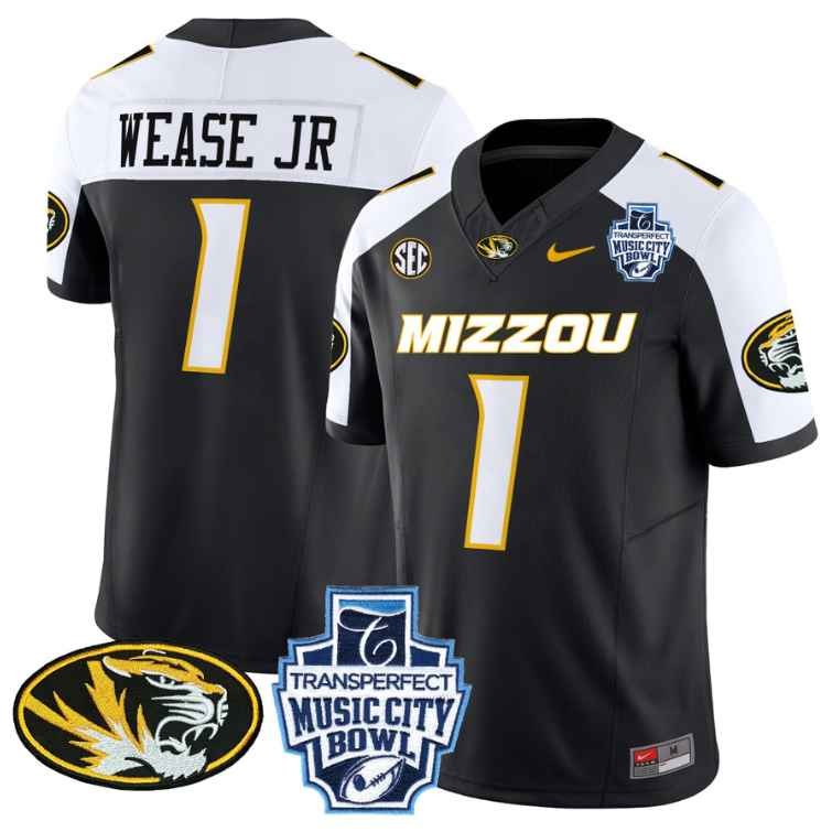 Theo Wease Jr Jersey #1 Missouri Tigers 2024 Music City Bowl