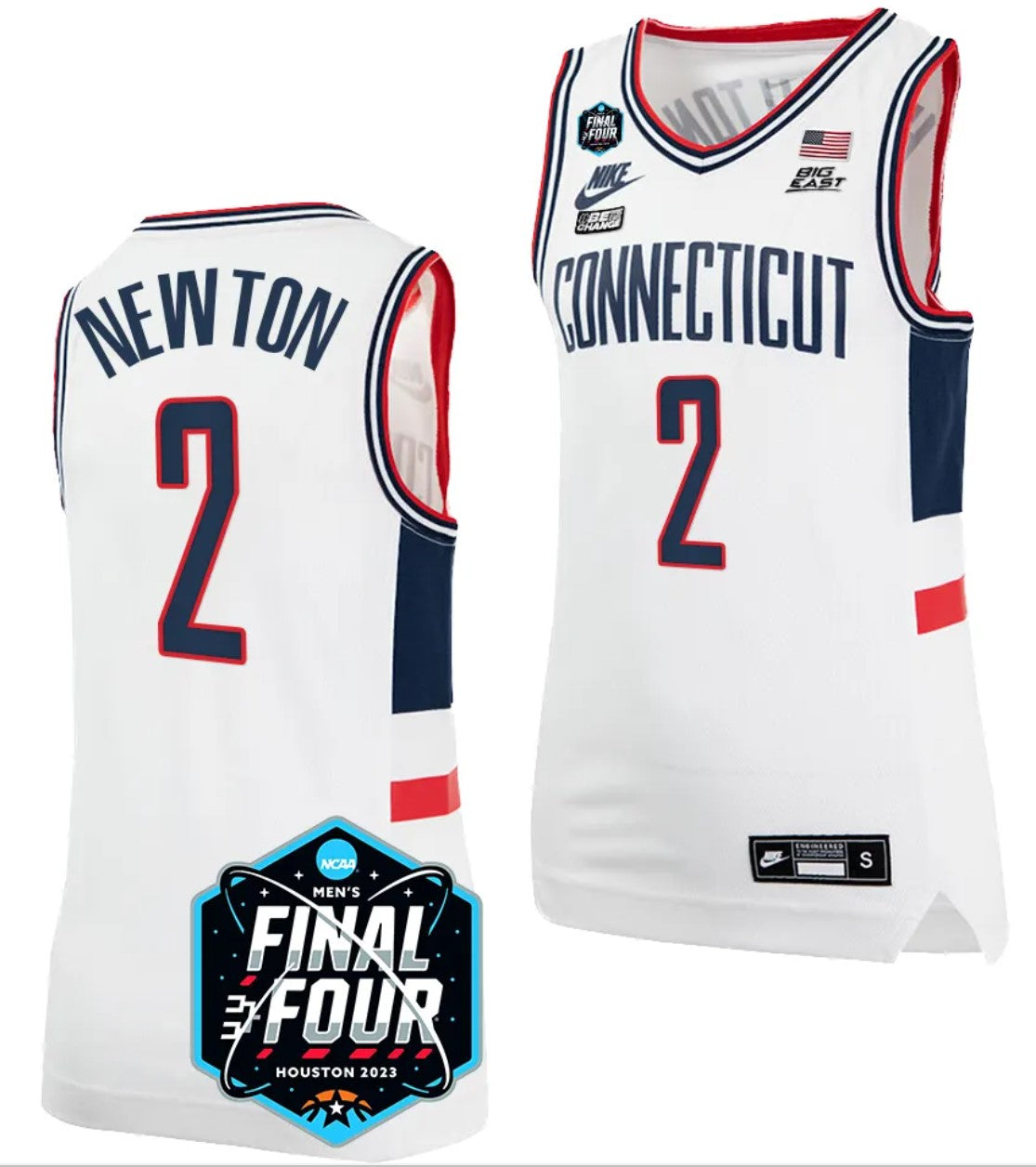 Tristen Newton Jersey UConn Huskies 2023 NCAA National Championship March Madness White #2