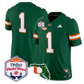 Team Jersey #1 Miami Hurricanes 2026 Fiesta Bowl Florida Stitched Green