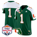 Team Jersey #1 Miami Hurricanes 2026 Fiesta Bowl Florida Stitched Green Alternate