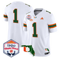 Team Jersey #1 Miami Hurricanes 2026 Fiesta Bowl Florida Stitched White