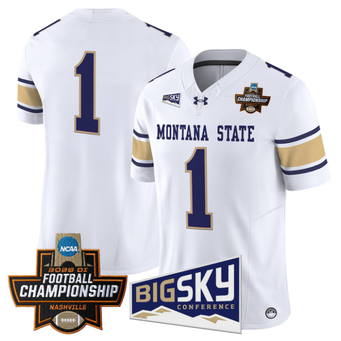Team Jersey #1 Montana State Bobcats 2026 Football Championship Stitched White