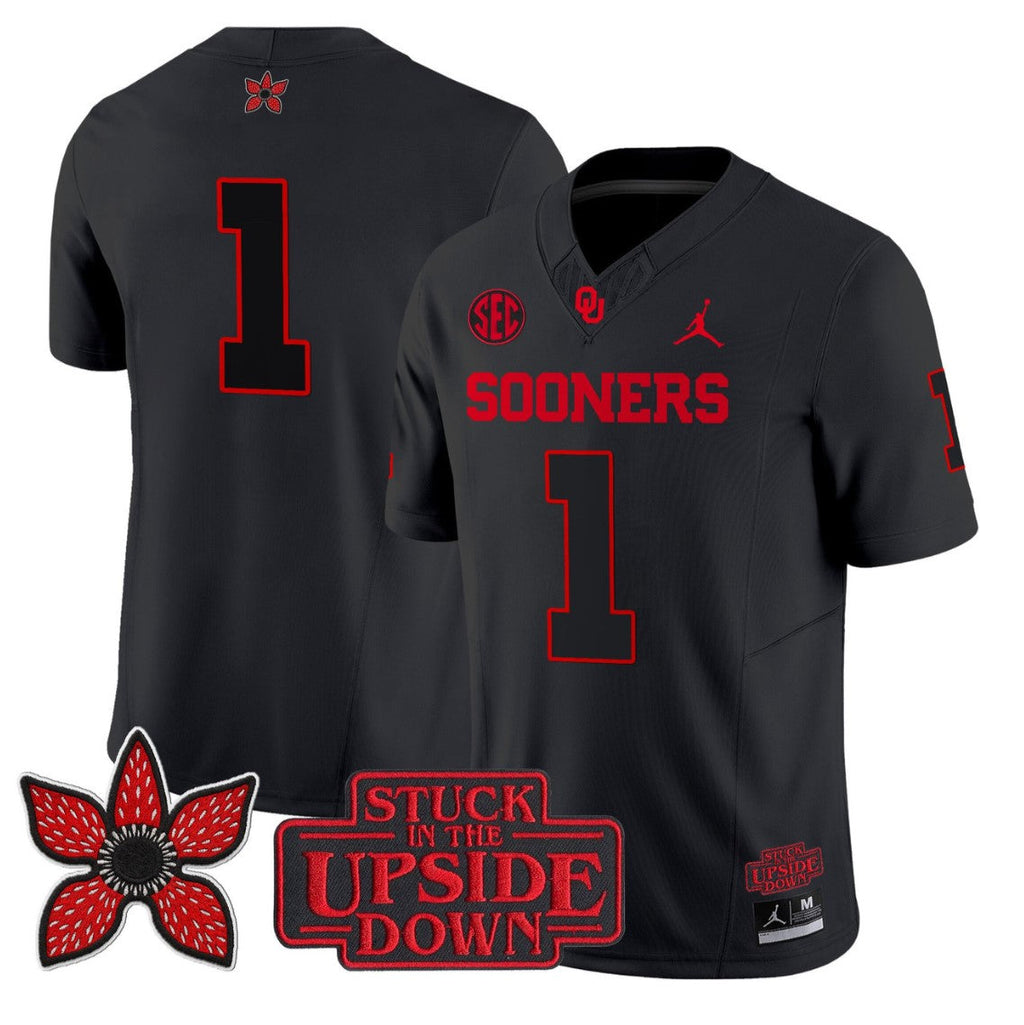 Team Jersey #1 Oklahoma Sooners Stranger Things Edition Vapor Limited Stitched