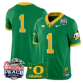 Team Jersey #1 Oregon Ducks 2026 Peach Bowl Oregon State Stitched Green