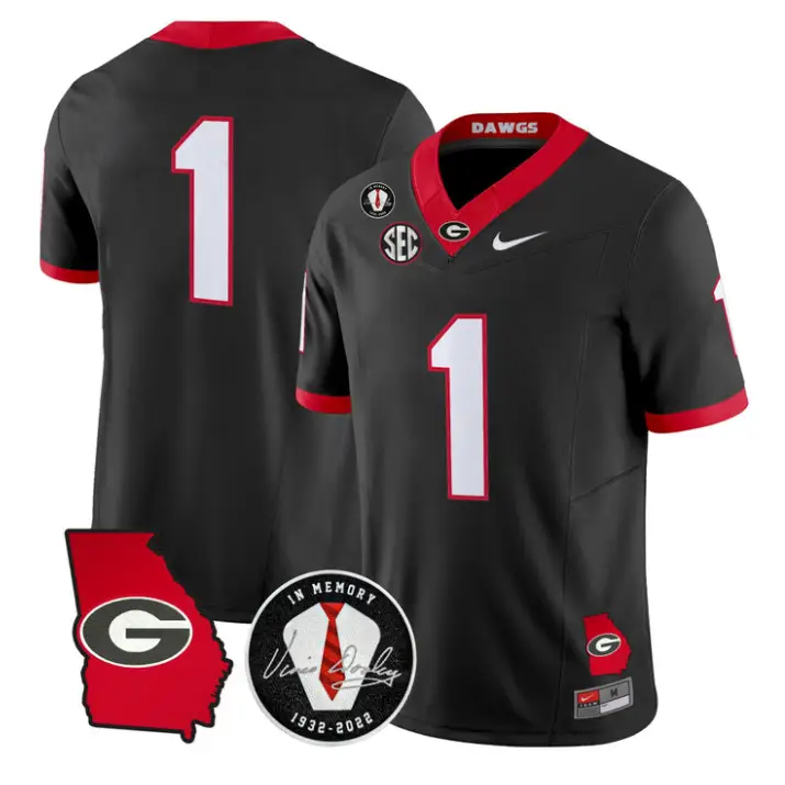 Team Jersey #1 Georgia Bulldogs 2026 Vince Dooley Patch Stitched