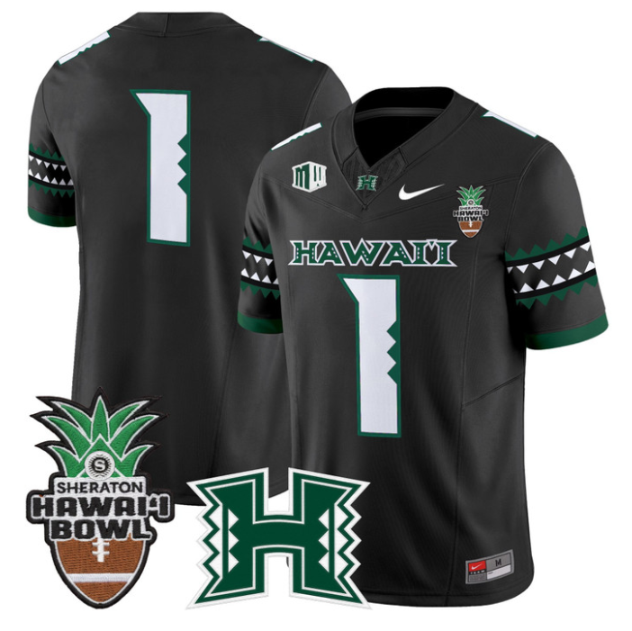 Team Jersey #1 Hawai'i Rainbow 2025 Hawai'i Bowl Patch Stitched