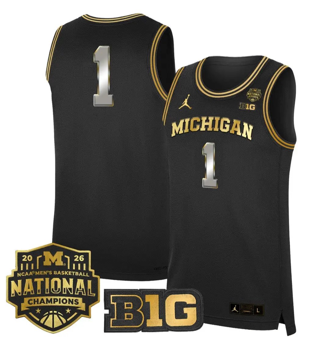 Team Jersey #1 Michigan Wolverines 2026 National Champions Stitched
