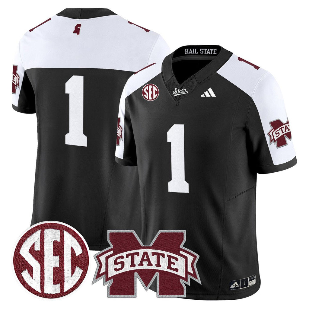 Team Jersey #1 Mississippi State Bulldogs Dark Mode Stitched