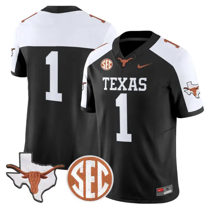 Team Jersey #1 Texas Longhorns 2026 Map and SEC Patch Stitched