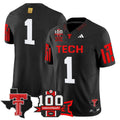Team Jersey #1 Texas Tech 100th Anniversary Patch 2025 Stitched