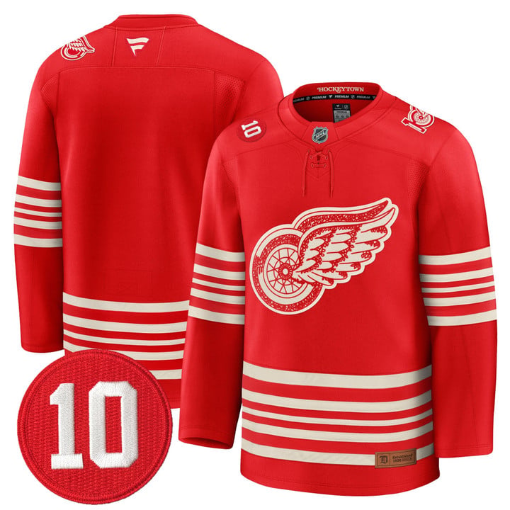 Team Jersey #25 Red Wings #10 Alex Delvecchio Honoring Stitched