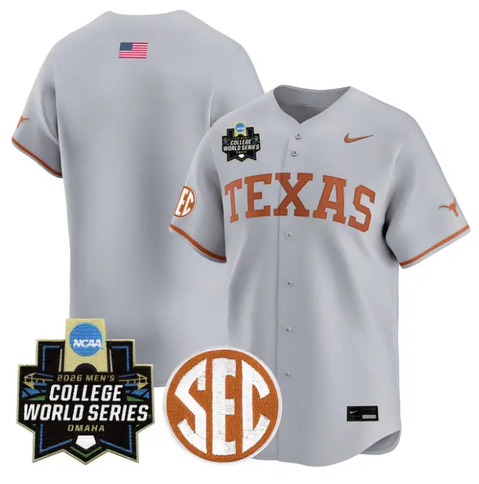 Team Jersey Blank Texas Longhorns 2026 World Series Vapor Stitched Gray