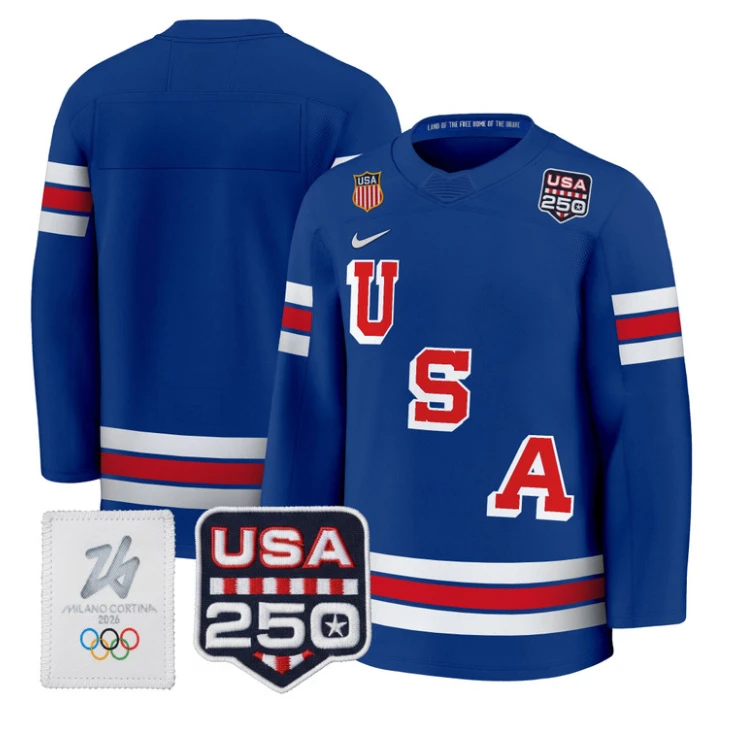 Team Jersey Blank USA Olympic 250 Patch Premium Hockey 2026 All Stitched