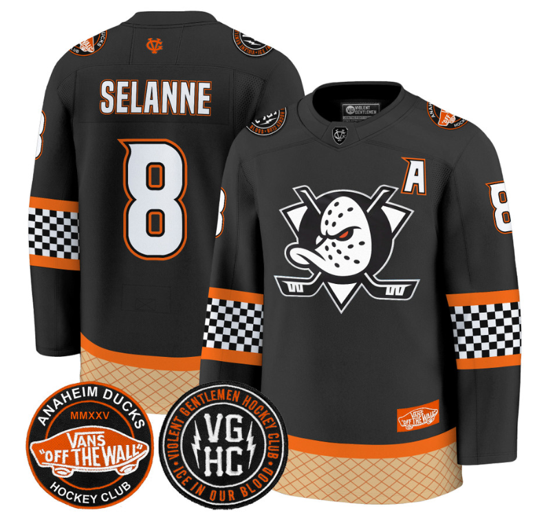 Teemu Selänne Jersey #8 Anaheim Ducks Checkerboard 2025 Premium Stitched