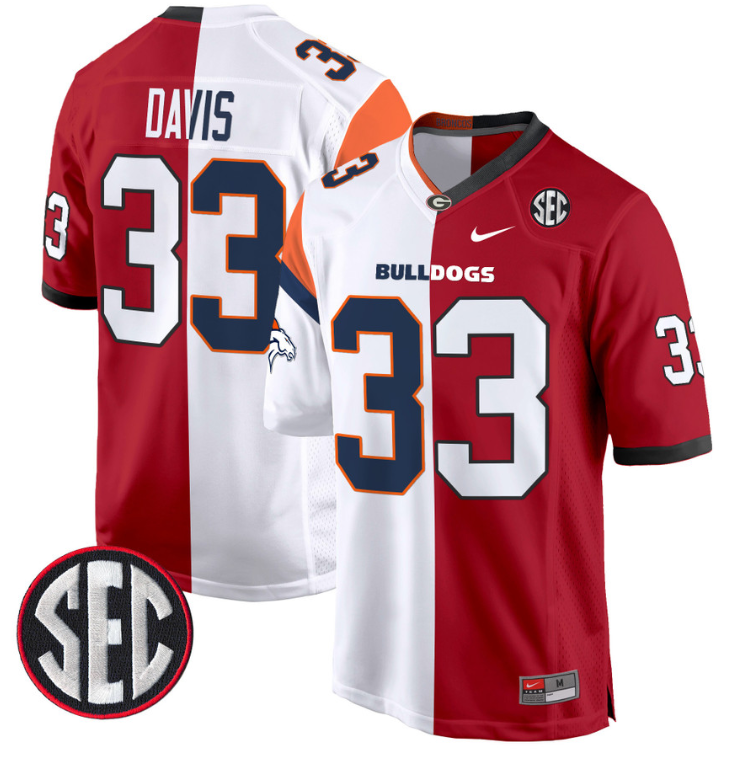 Terrell Davis Jersey #33 Georgia Bulldogs Split Football Game All Stitched