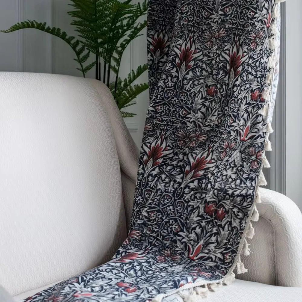 Thistle Ebonleaf Floral Tapestry Curtain