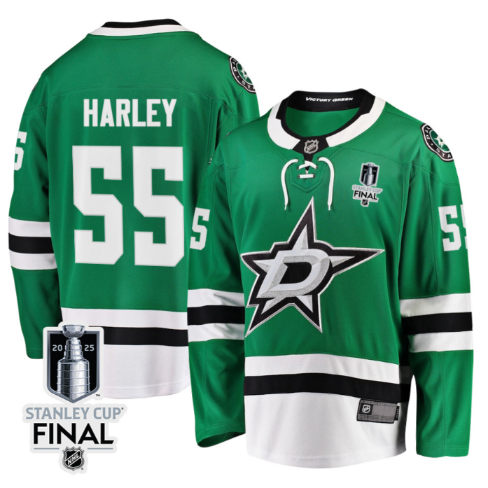 Thomas Harley 55 Dallas Stars 2025 STANLEY CUP Final Patch Home Men Jersey Black
