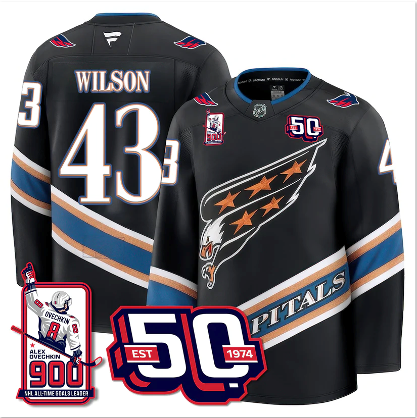 Tom Wilson Jersey #43 Washington Capitals 2025 Stitched 900 GOALS