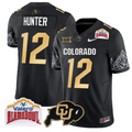 Travis Hunter Jersey Colorado Buffaloes Alamo Bowl Patch Black Gold Stitched