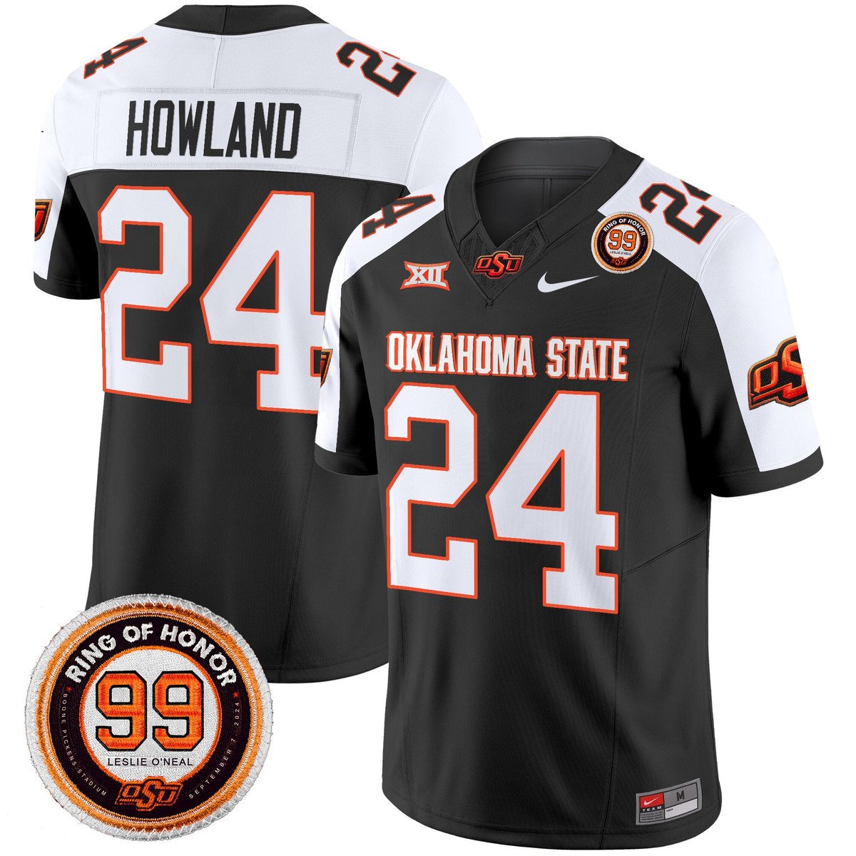Trent Howland Jersey #24 Oklahoma State Cowboys 2025 Leslie O'neal Patch