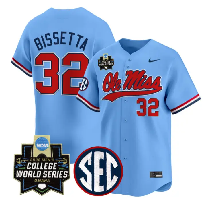 Tristan Bissetta Jersey #32 Ole Miss 2026 World Series Vapor Stitched