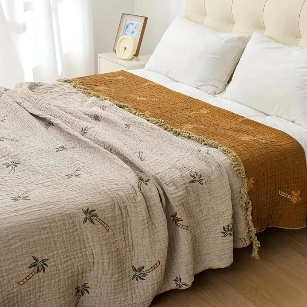 Tropical Palm Tree Reversible Cotton Blanket