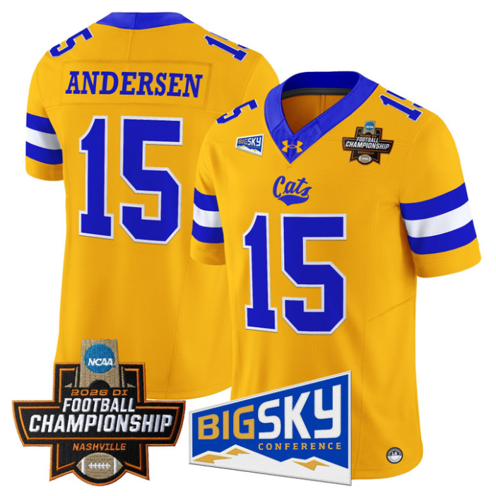 Troy Andersen Jersey #15 Montana State Bobcats 2026 Football Championship Gold