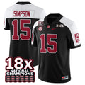 Ty Simpson Jersey #15 Alabama Crimson 18x-Time National Champions Stitched