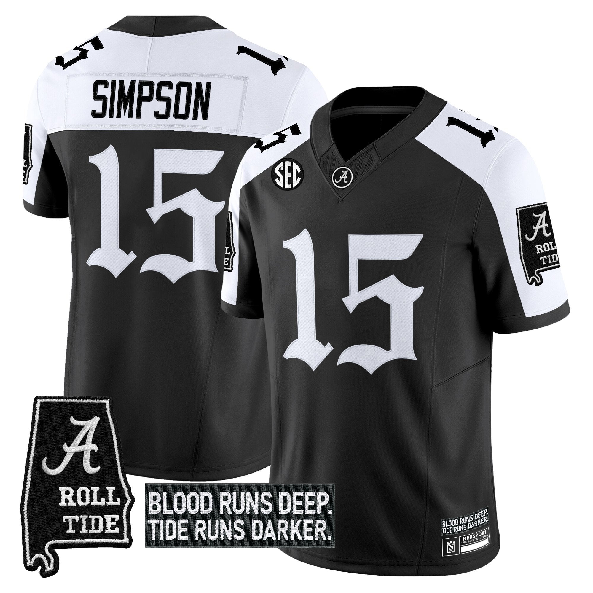 Ty Simpson Jersey #15 Alabama Crimson Gothic Bama Blood Edition Stitched