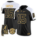 Ty Simpson Jersey #15 Alabama Crimson Tide 2025 Gold Vapor Stitched