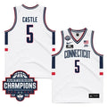 UConn Huskies #5 Stephon Castle Jersey 2024 National Champions Patch White Stiched