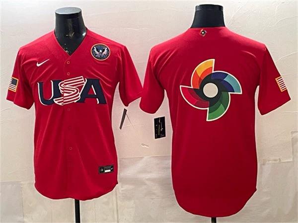 USA Baseball Jersey Team Big Logo Red 2026 World Baseball Classic United States 250th Anniversary Patch Stadium Stitched