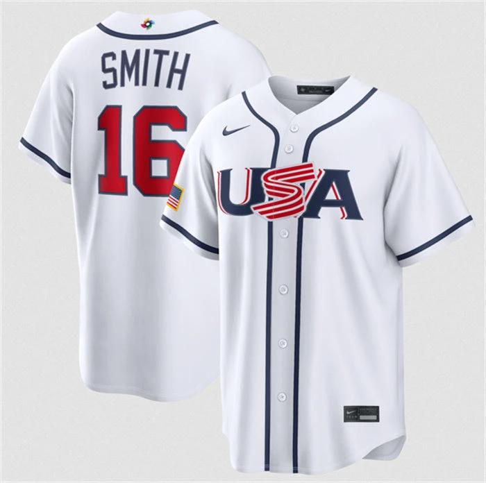 USA Baseball #16 Will Smith Jersey White 2026 World Baseball Classic Home Stadium Stitched