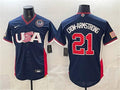 USA Baseball #21 Crow-Armstrong Jersey Navy 2026 World Baseball Classic United States 250th Anniversary Patch Road Stadium Stitched
