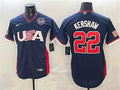 USA Baseball #22 Clayton Kershaw Jersey Navy 2026 World Baseball Classic United States 250th Anniversary Patch Road Stadium Stitched
