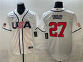 USA Baseball #27 Mike Trout Jersey White 2026 World Baseball Classic Home Stadium Stitched