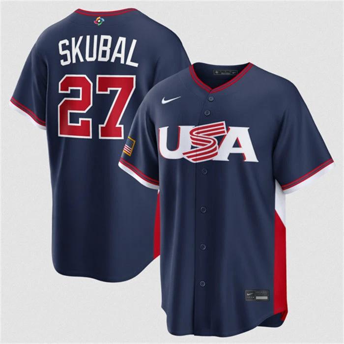 USA Baseball #27 Tarik Skubal Jersey Navy 2026 World Baseball Classic Road Stadium Stitched