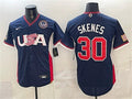 USA Baseball #30 Paul Skenes Jersey Navy 2026 World Baseball Classic United States 250th Anniversary Patch Road Stadium Stitched