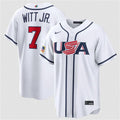 USA Baseball #7 Bobby Witt Jr. Jersey White 2026 World Baseball Classic Home Stadium Stitched
