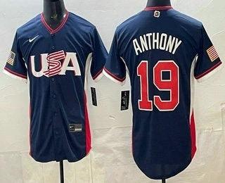 USA #19 Roman Anthony Navy 2026 World Baseball Classic Cool Base Jersey