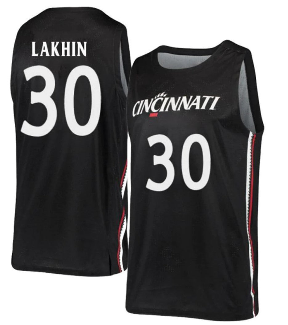 Viktor Lakhin Jersey Cincinnati Bearcats College Basketball Black #30