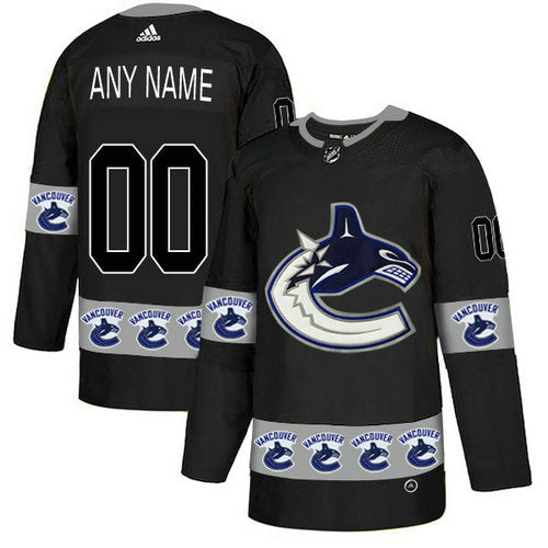 Vancouver Canucks Custom Black Team Logos Fashion Jersey Stitched