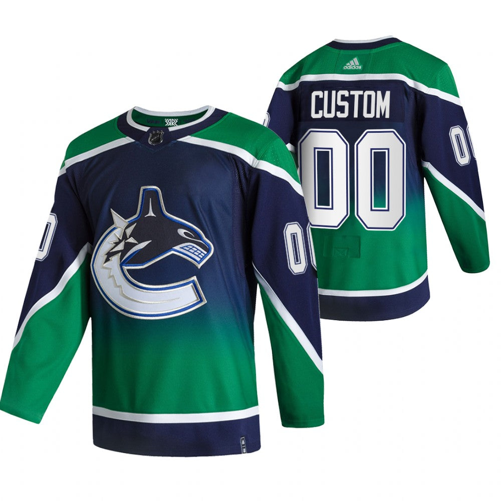 Vancouver Canucks Custom Green 2020-21 Reverse Retro Alternate NHL Jersey